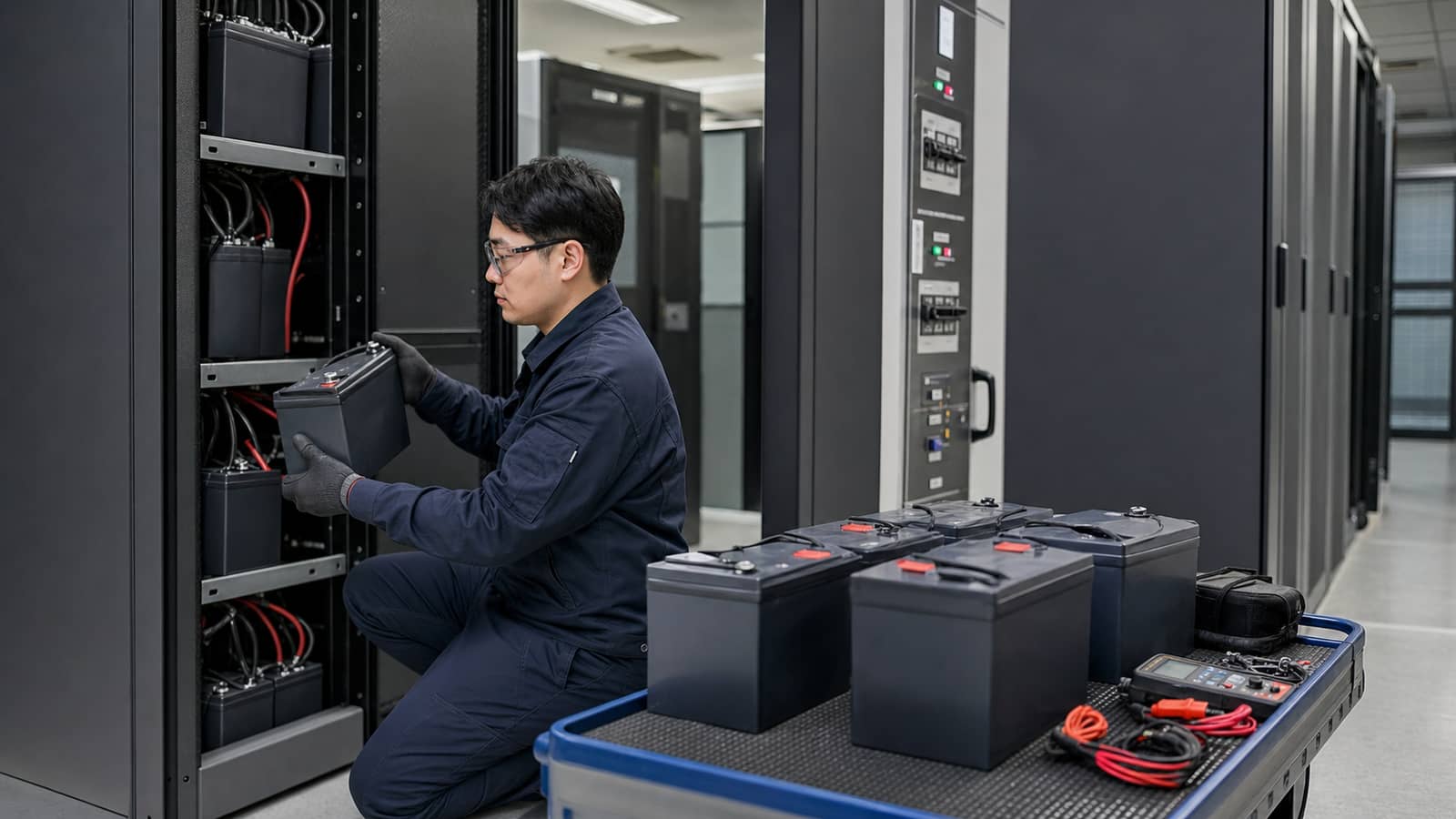 김포 UPS 배터리 교체 현장의 UPS 배터리 설비