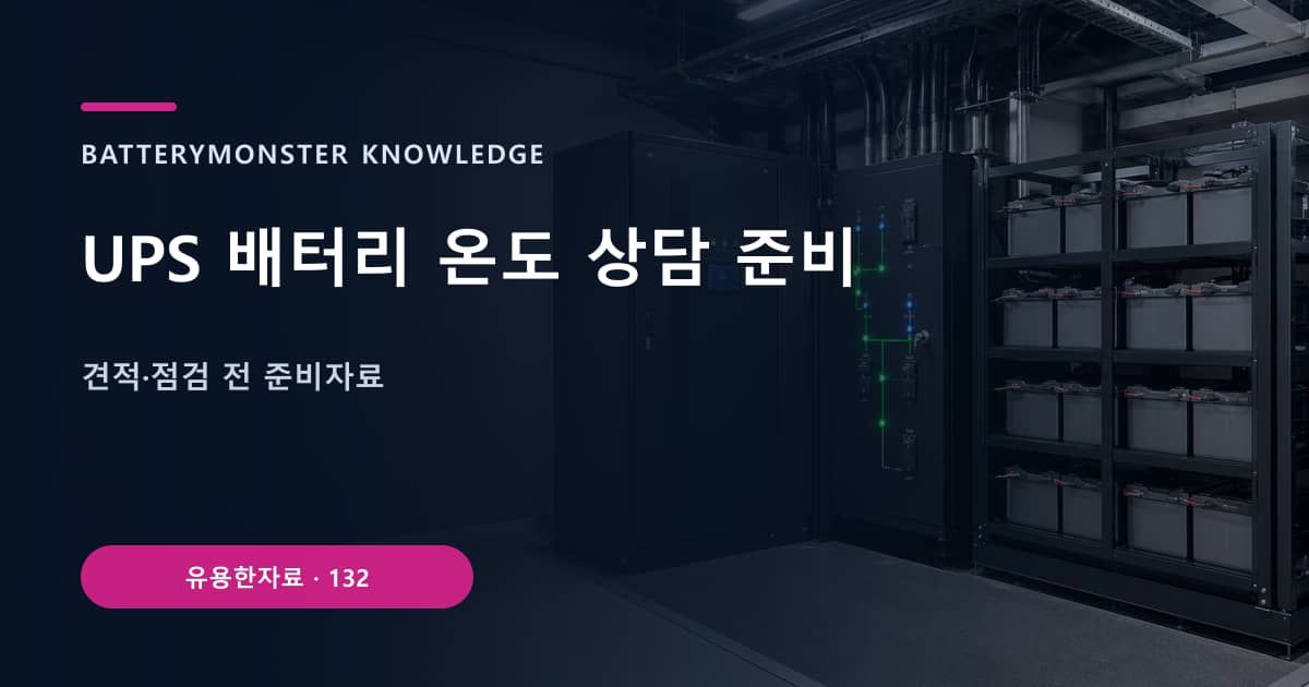 UPS 배터리 온도 상담 준비의 핵심 엔티티와 검색의도를 설명하는 자료 표지