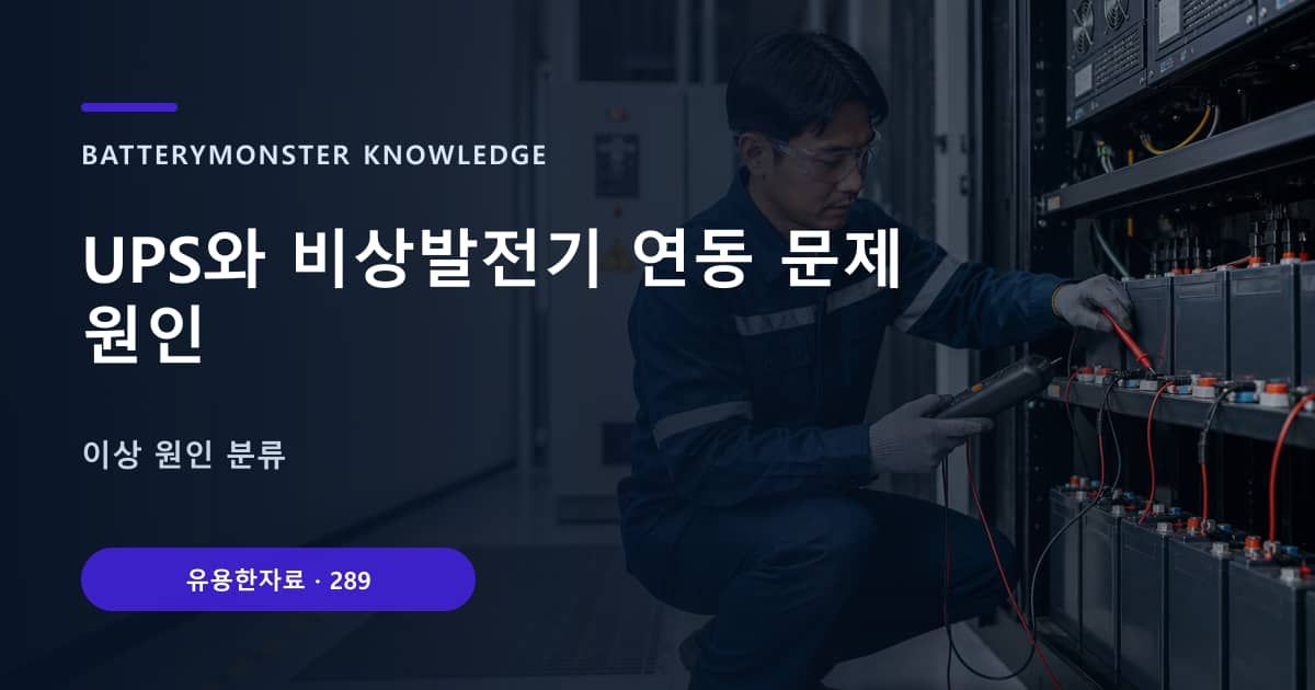 UPS와 비상발전기 연동 문제 원인의 핵심 엔티티와 검색의도를 설명하는 자료 표지